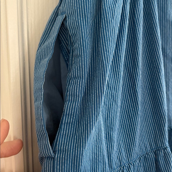 Madewell Button Front tiered Blue and White striped Midi Dress Women’s Size 8 - Picture 7 of 9